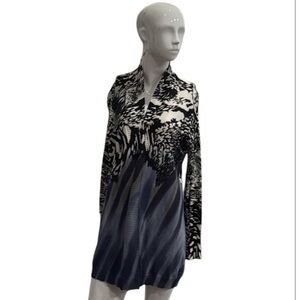 Nic+Zoe Mixed Print Art to Wear Open Cotton Blend Cardigan Size Medium